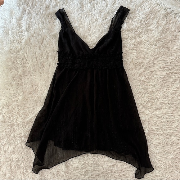 Vintage Jordache Y2K Black Babydoll Tunic Top Metallic Juniors Size Large - Picture 12 of 15